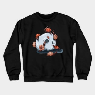 Halloween Pumpkin Snails on a Skull Crewneck Sweatshirt